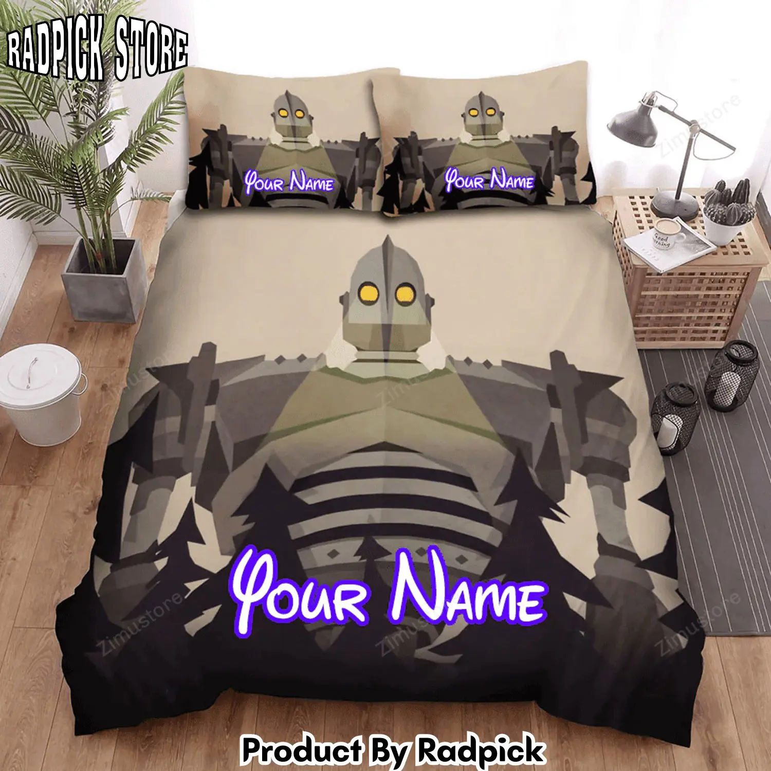 Radpick the iron giant in the middle of forest movie poster bed sheets duvet cover personalized name bedding sets rp3271196